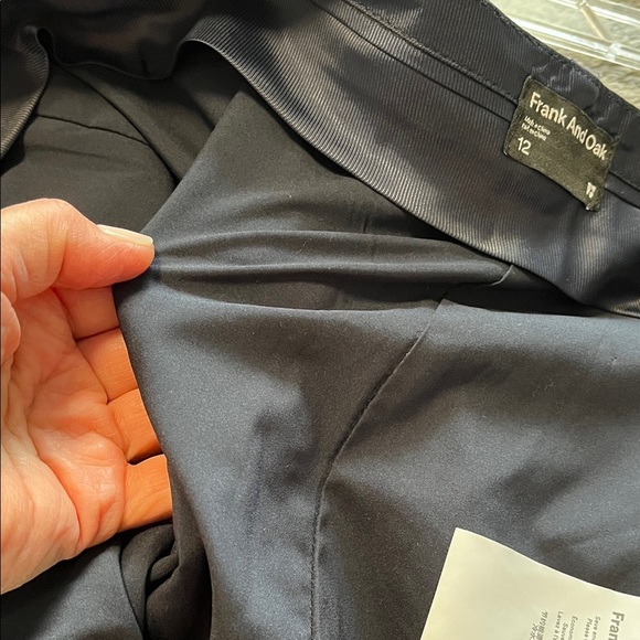 FRANK & OAK NWOT Classic Navy Blue High Rise Lined Trouser Pants, Size 12 - Picture 10 of 10